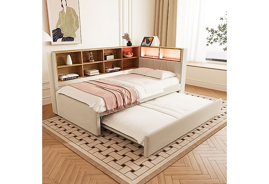 MODFU Schlafsofa Kinderbett mit USB-Steckdose und mehreren Ablagefächern, m günstig online kaufen
