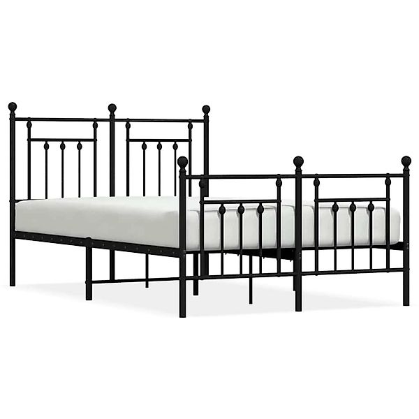 vidaXL Bettgestell mit Kopf- und Fußteil Metall Schwarz 135x190 cm 353554 günstig online kaufen