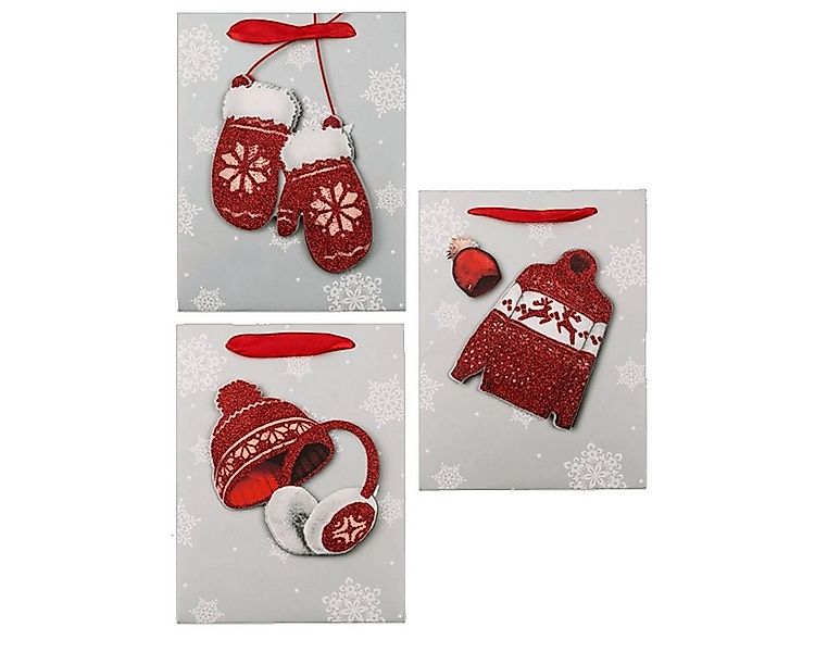 Marabellas Shop Tragetasche 3er Set 3D Glitzermotiv Geschenktasche Geschenk günstig online kaufen
