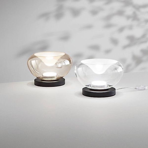 LED-Tischlampe Brena, klar, Glas, 15 cm hoch, CCT, dimmbar günstig online kaufen