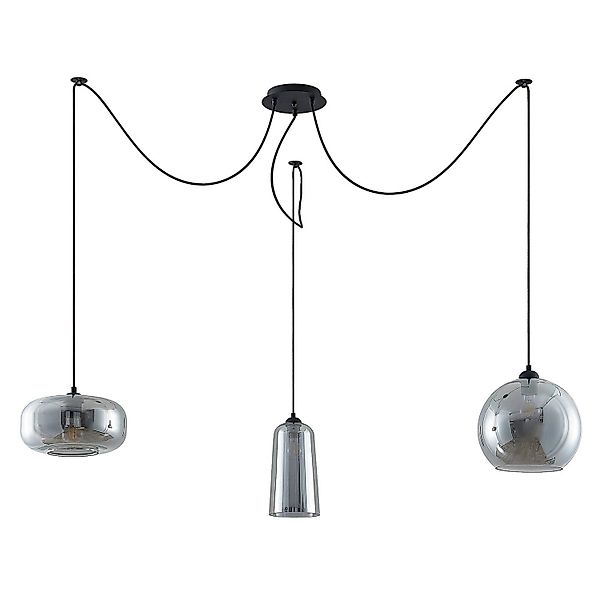 Lucande Pendelleuchte Zyli 9627330 Retro Vintage Antik in Alu aus Glas 3-fl günstig online kaufen