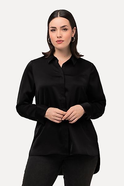 Ulla Popken Hemdbluse Satin-Hemdbluse hinten länger günstig online kaufen