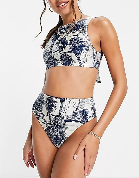 ASOS DESIGN – Bikinihose mit hohem Beinausschnitt, hohem Bund und Vintage-S günstig online kaufen