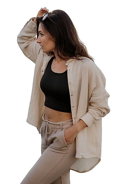 hutch&putch Langarmbluse Musselin Oversize Bluse - Klassische Bluse - Langa günstig online kaufen