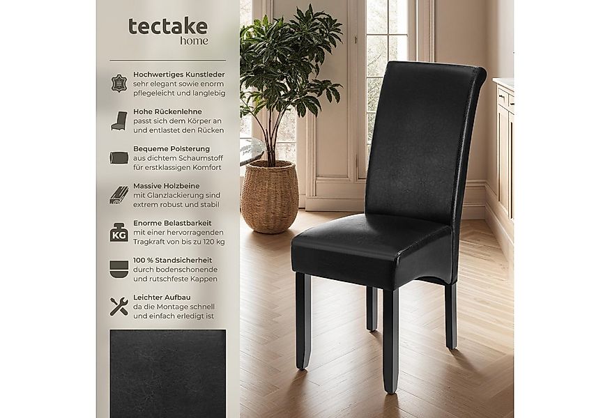 tectake Esszimmerstuhl Küchenstuhl, ergonomisch, massives Hartholz (Set, 4 günstig online kaufen