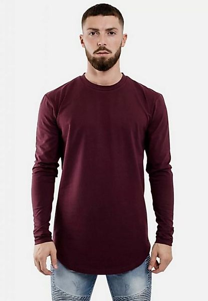Blackskies T-Shirt Side Zip Langarm Longshirt T-Shirt Burgundy Small günstig online kaufen