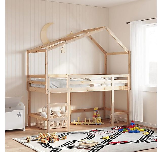 vidaXL Bett, Hochbett mit Leiter und Dach 90x200 cm Massivholz Kiefer günstig online kaufen