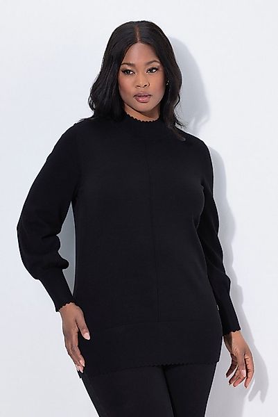 Ulla Popken Strickpullover Pullover Muschelsaum Stehkragen Langarm günstig online kaufen