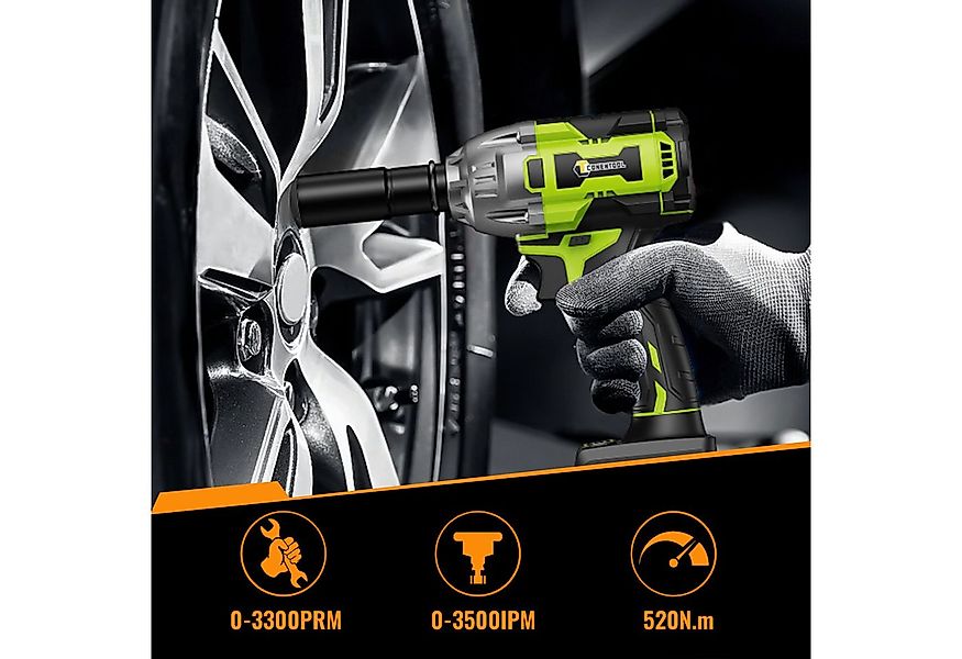 CONENTOOL Akku-Schlagschrauber 520Nm Akku Schlagschrauber 21V 4000mAh, 3300 günstig online kaufen