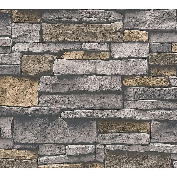 A.S. Création Vliestapete Steinmauer Schieferoptik Grau Braun 10,05 m x 0,5 günstig online kaufen