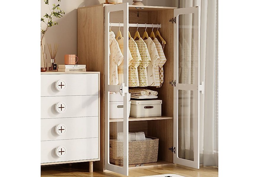 MODFU Kleiderschrank mit Glas-Türen, Umfallschut (Flurschrank, 1-St., 80×50 günstig online kaufen