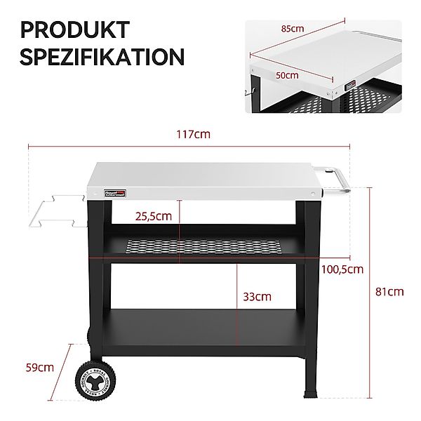 Royal Gourmet Grillablagetisch Servierwagen 3-Etagen mit günstig online kaufen