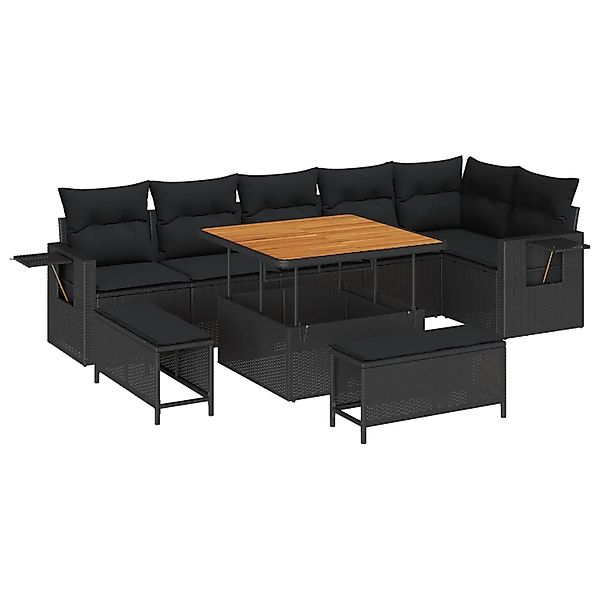 vidaXL Garten-Sofa-Set mit Speicher 9-Tlg Schwarz Poly Rattan 3363704 günstig online kaufen