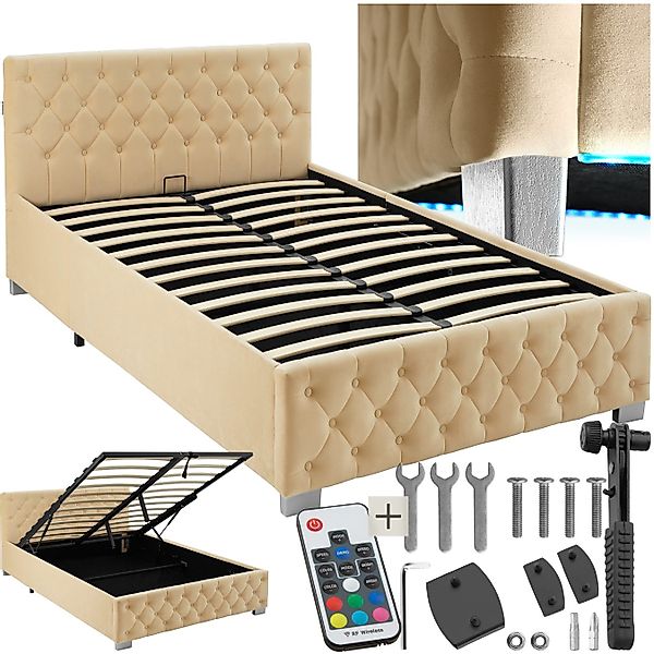 tectake Polsterbett Komfortbett mit LED-Leisten & günstig online kaufen