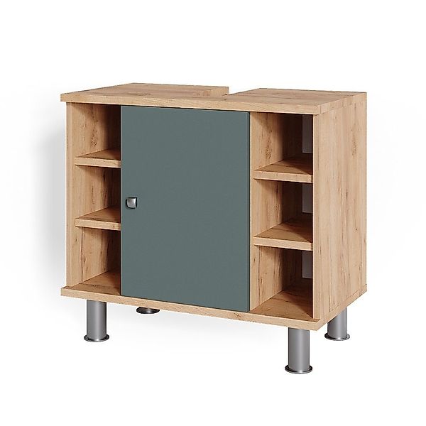 Vicco Waschbeckenunterschrank Fynn, Goldkraft Eiche/Grün, 60 günstig online kaufen