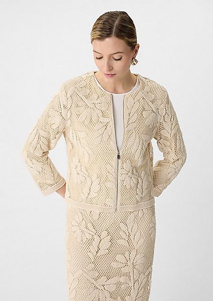 Comma Jackenblazer Häkel-Jacke im Boxy Fit mit floralem Muster günstig online kaufen