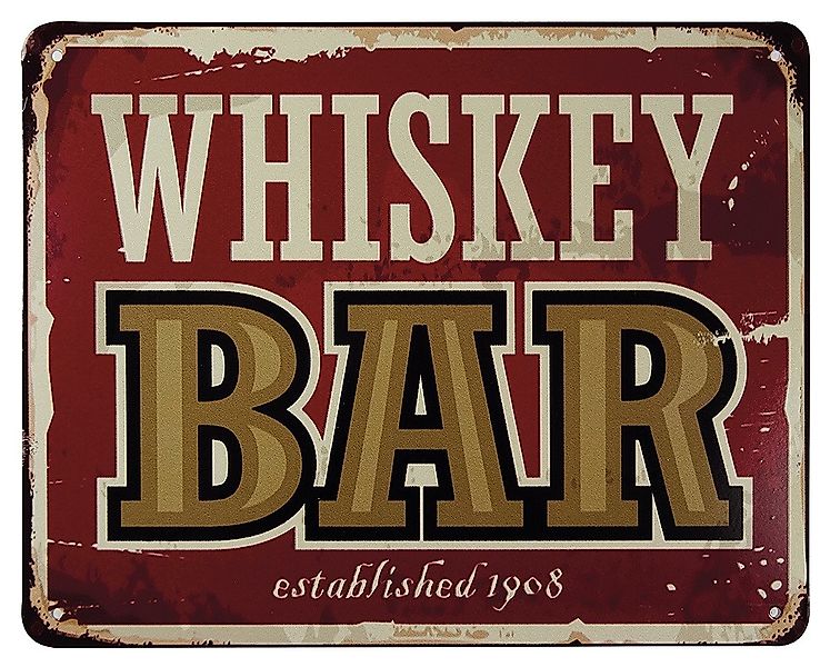 Blechschild WHISKEY BAR Dekoschild Nostalgie Vintage 20x25cm günstig online kaufen