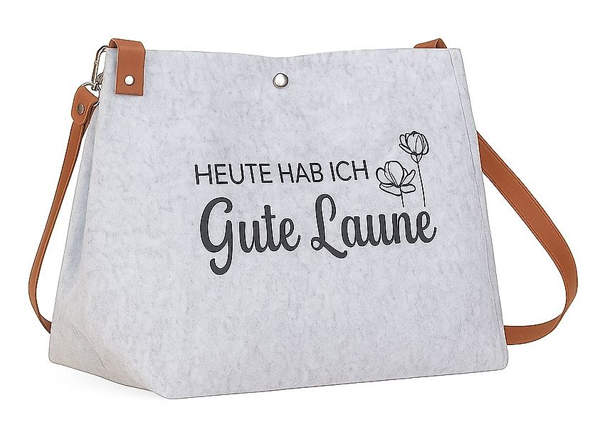 MF Umhängetasche Gute Laune Filztasche mit Kunstlederriemen in Grau (1-tlg) günstig online kaufen