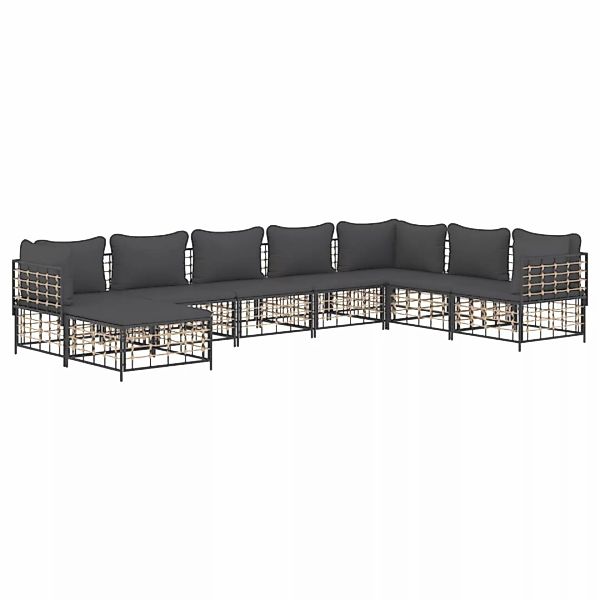 Vidaxl 8-tlg. Garten-lounge-set Mit Kissen Anthrazit Poly Rattan günstig online kaufen