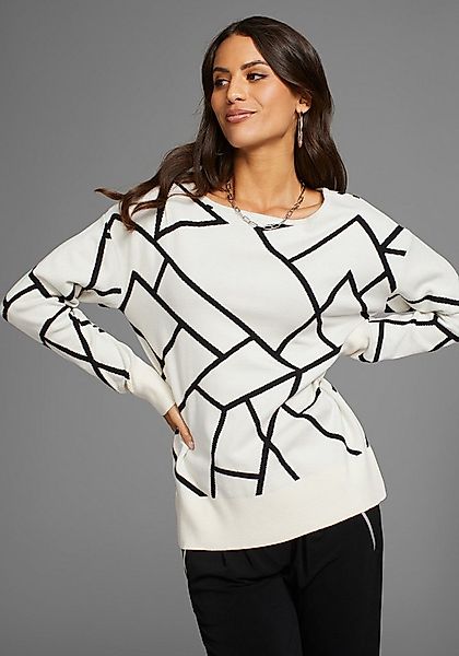 Laura Scott Jacquardpullover mit Rundhalsausschnitt und modischem Muster günstig online kaufen