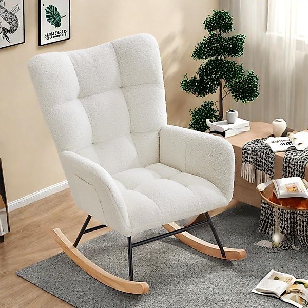 GarveeMore Schaukelstuhl mit Kissen,Teddystoff,Relaxstuhl,Stillsessel,Schau günstig online kaufen