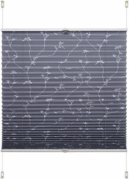 Liedeco Plissee "Klemmfix-Plissee Ranke grau" Lichtschutz ohne Bohren versp günstig online kaufen