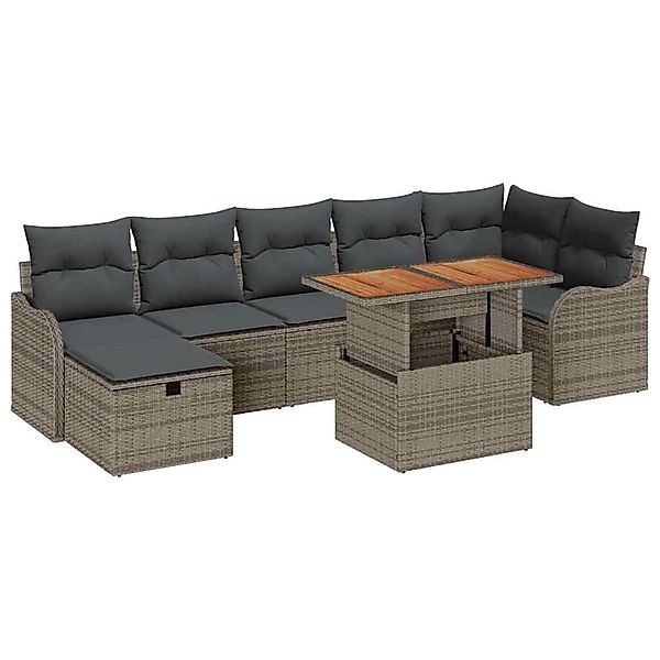 vidaXL Garten-Sofa-Set mit Speicher 8-Tlg Grau Poly Rattan 3361279 günstig online kaufen