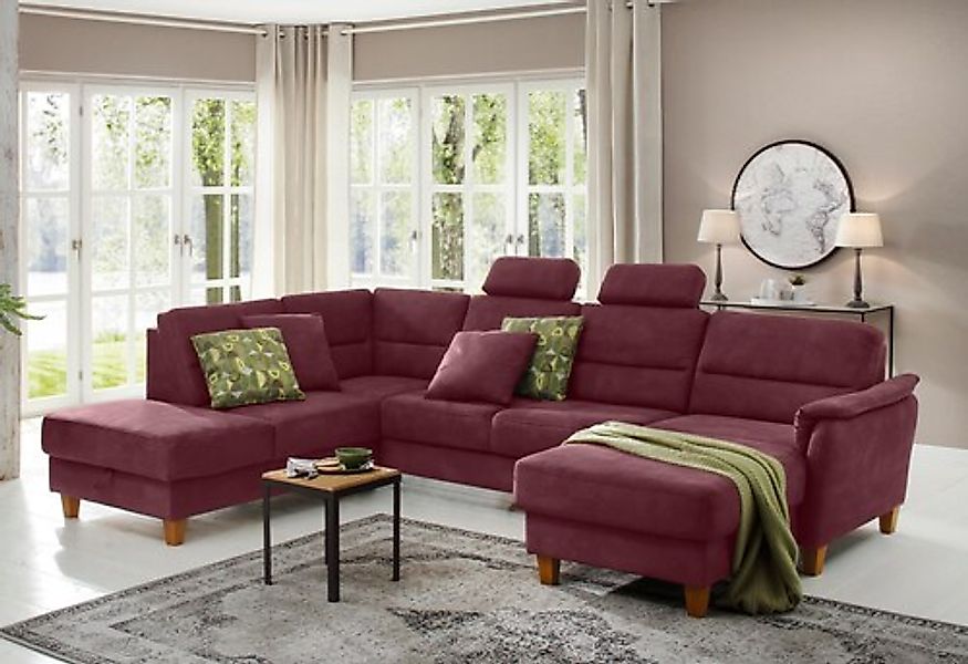 Home affaire Wohnlandschaft »Palmera U-Form, B: 308 cm« optional Bettfunkti günstig online kaufen