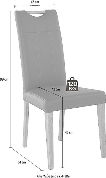 Home affaire Esszimmerstuhl "Roberta" (Set) 2 Stk. Echtleder mit Bezug aus günstig online kaufen
