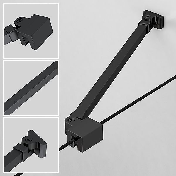 Boromal Duschwand-Stabilisationsstange Stabilisator Schwarz für 4-8mm günstig online kaufen
