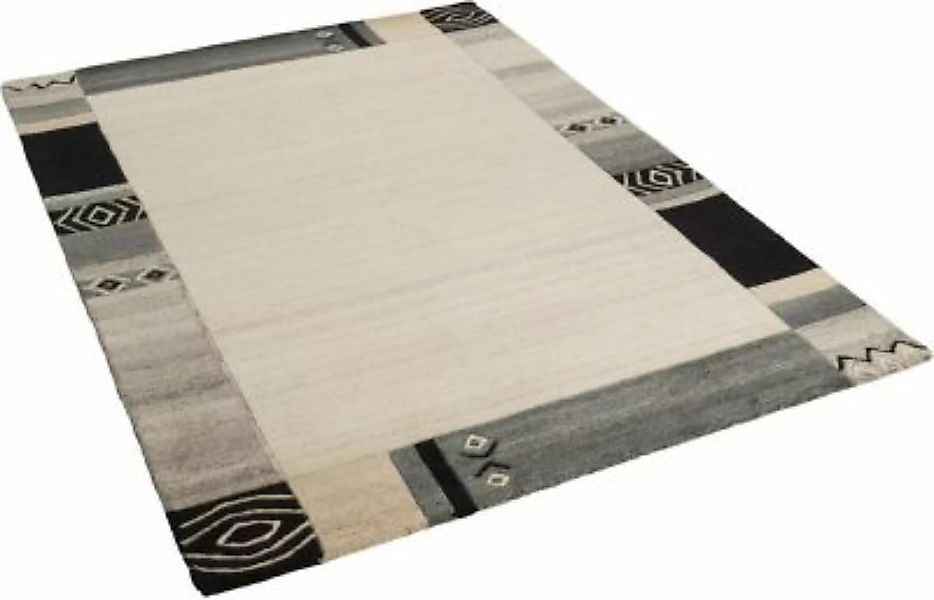 THEKO Natur Teppich Indo Nepal Patana Bordüre Teppiche grau Gr. 70 x 140 günstig online kaufen