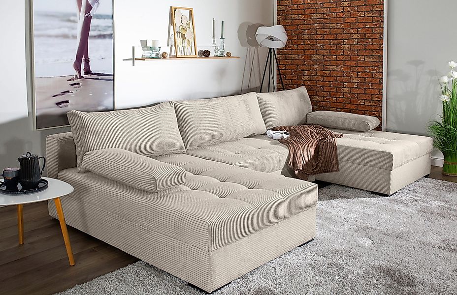 COLLECTION AB Wohnlandschaft "Josy, Breite 307 cm", 2 extra breiten Ottoman günstig online kaufen