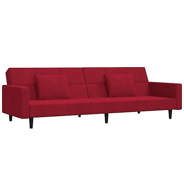 vidaXL Sofa Schlafsofa 2-Sitzer mit 2 Kissen Weinrot Samt günstig online kaufen