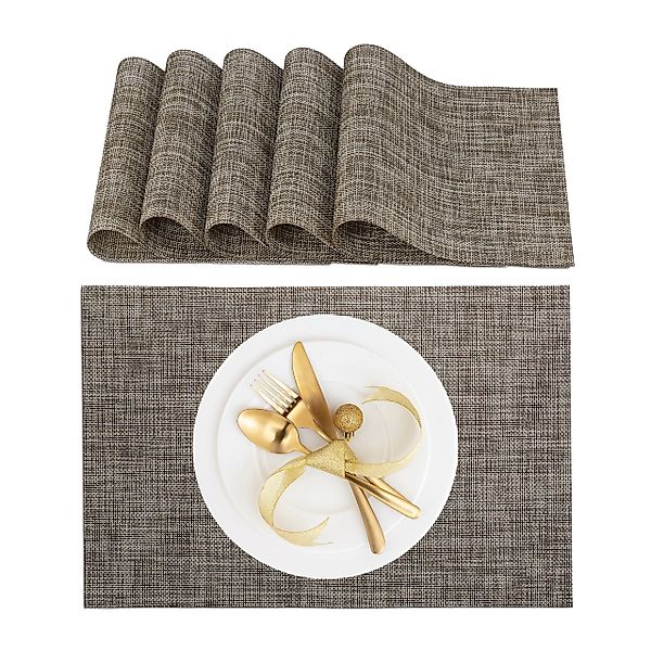 relaxdays Platzset Tischset 6-teilig, Braun günstig online kaufen