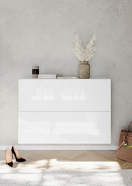 OTTO home Schuhschrank SMILE Breite 104 cm, 2 Klappen, komplett Weiß Hochgl günstig online kaufen