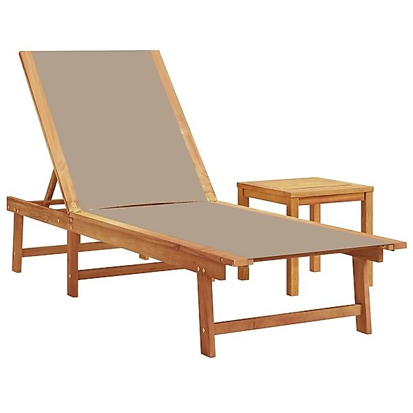 vidaXL Gartenliege Sonnenliege mit Tisch Taupe günstig online kaufen