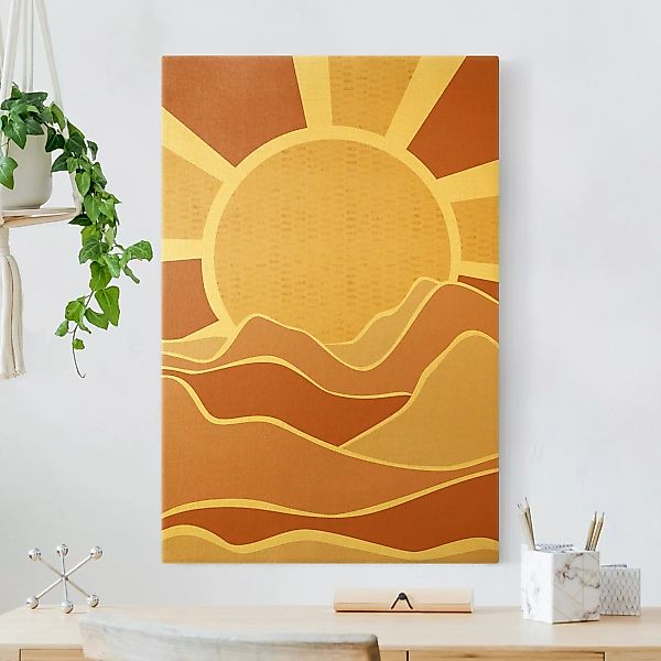 Leinwandbild Gold Berglandschaft mit goldenem Sonnenaufgang günstig online kaufen
