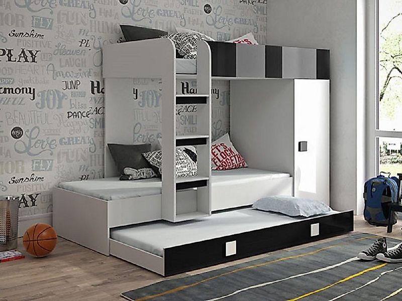 Hochbett TOLEDO 2 (Etagenbett mit Kleiderschrank) Farbe wählbar günstig online kaufen