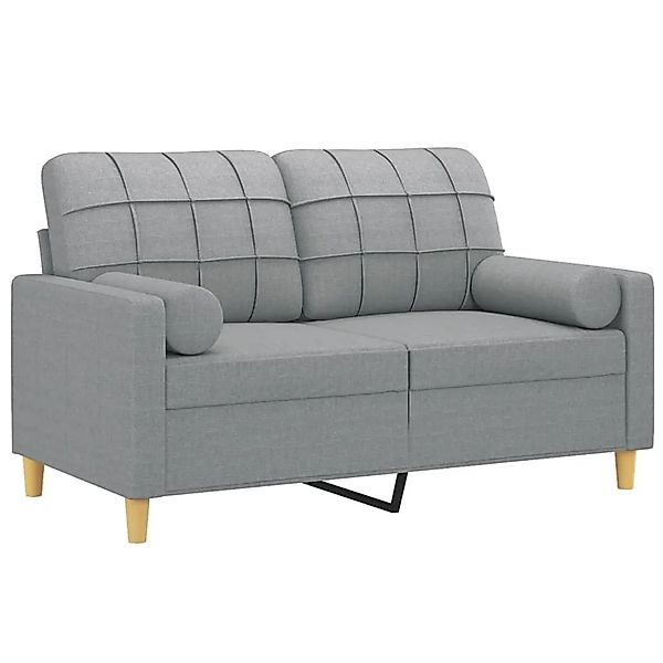 vidaXL 2-Sitzer-Sofa mit Zierkissen Hellgrau 120 cm Stoff 3200774 günstig online kaufen
