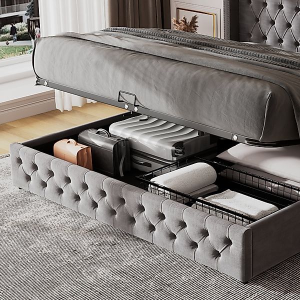 OKWISH Polsterbett Doppelbett Stauraumbett (Ohrenform Doppelte günstig online kaufen