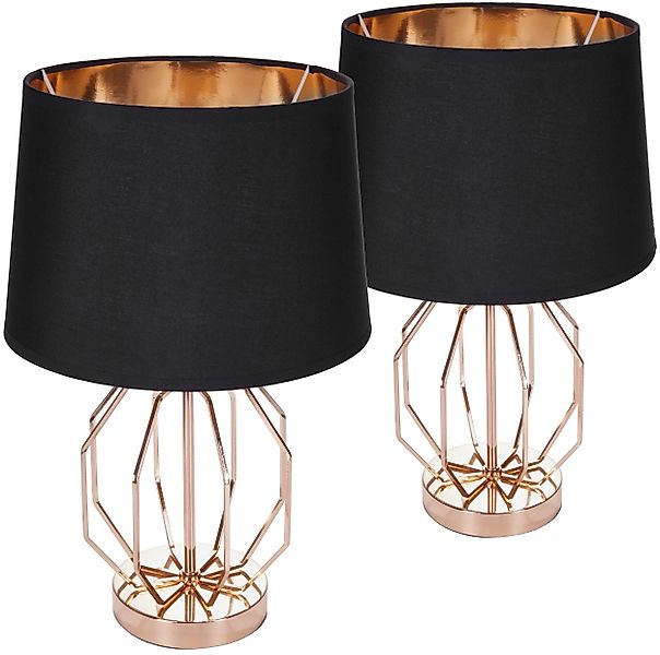 BRUBAKER Nachttischlampe Vintage Tischlampe Gold Gitter günstig online kaufen