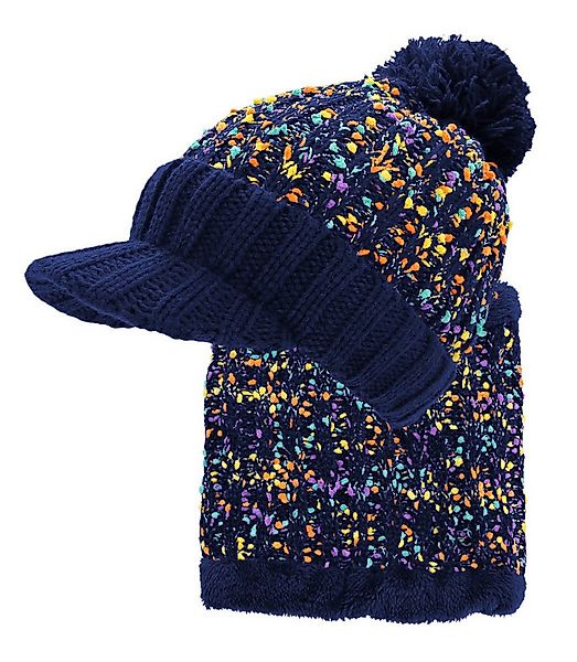dy_mode Mütze & Schal Damen Mütze & Schal Kombi Set Schirmmütze Bommel Gefü günstig online kaufen
