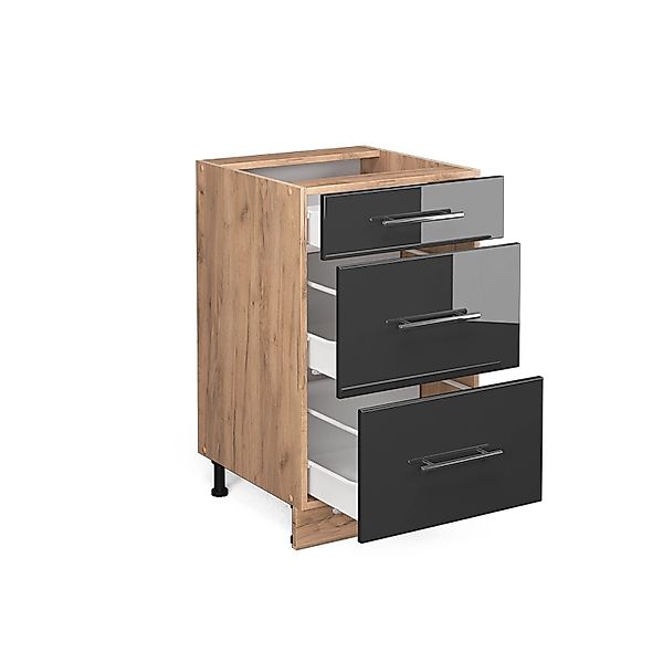 Vicco Unterschrank Fame-Line, Anthrazit Hochglanz/Goldkraft Eiche, günstig online kaufen