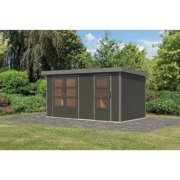 Karibu Gartenhaus Alfredo B Terragrau/Graualuminium 209 x 400 x 213 cm günstig online kaufen