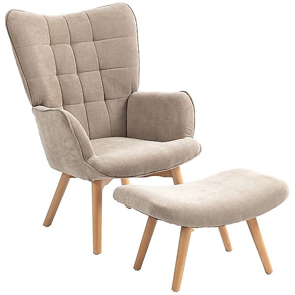 HOMCOM Relaxsessel Ohrensessel mit Hocker, Polstersessel günstig online kaufen