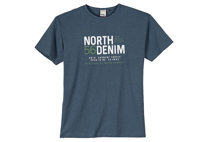 north 56 4 V-Shirt North56Denim XXL T-Shirt blau melange cooler Print günstig online kaufen