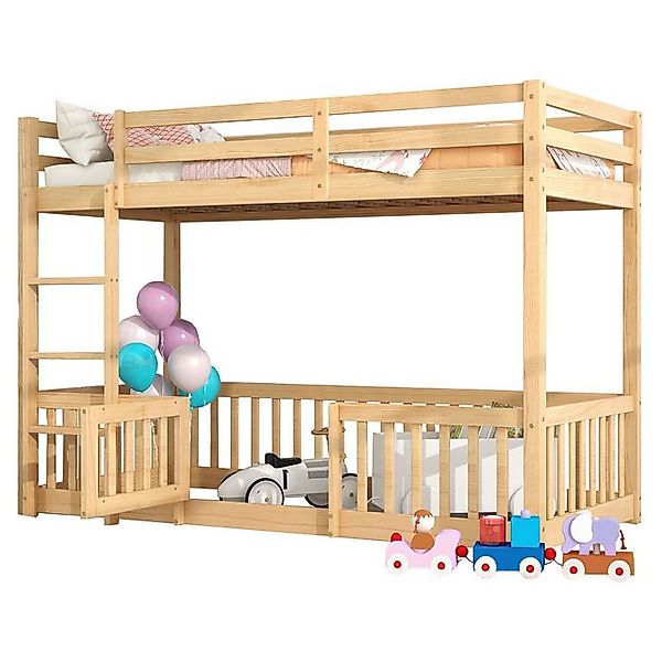 HAUSS SPOLE Kinderbett 200x90cm mit rechtwinkliger Treppe, Bett mit Zäune u günstig online kaufen