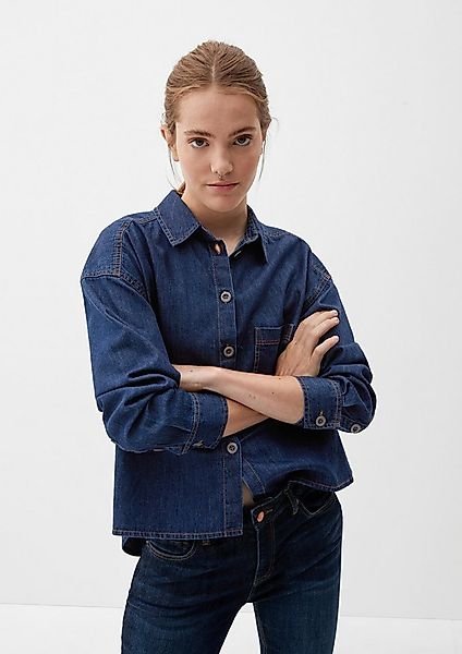 QS Langarmbluse Bluse Jeansbluse mit Brusttasche günstig online kaufen