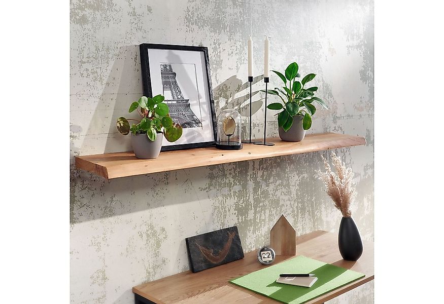 FINEBUY Wandregal FB31356 Baumkante Akazie Holz Schweberegal Regal Massiv H günstig online kaufen