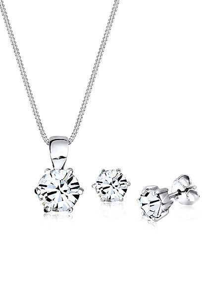 Elli Schmuckset Glas Kristalle Weiß 925 günstig online kaufen